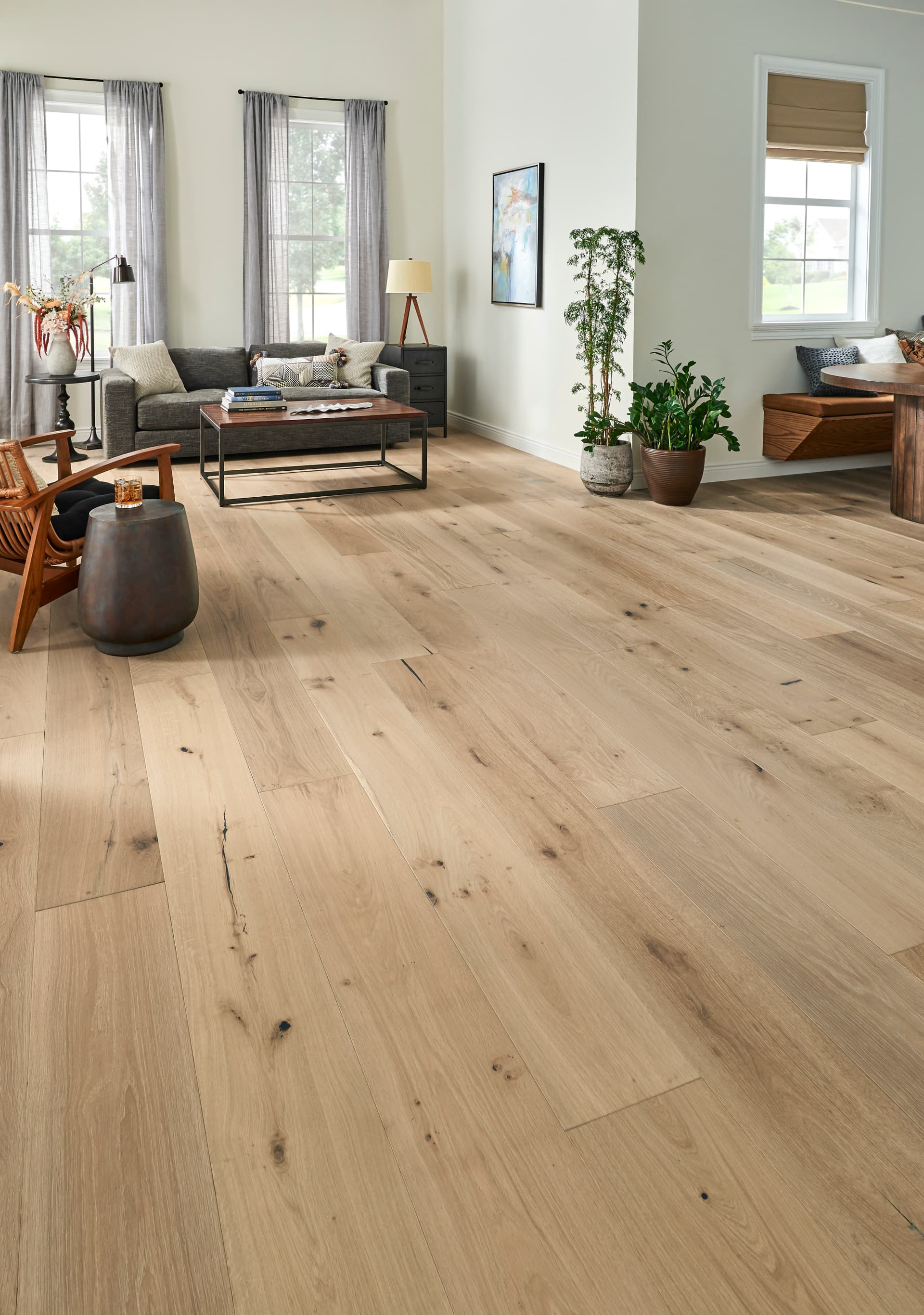 Mannington Sanctuary Shell oak flooring in a bright living room